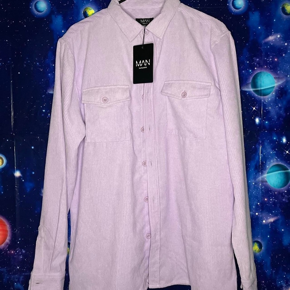 Lilac long sleeve button corduroy shirt